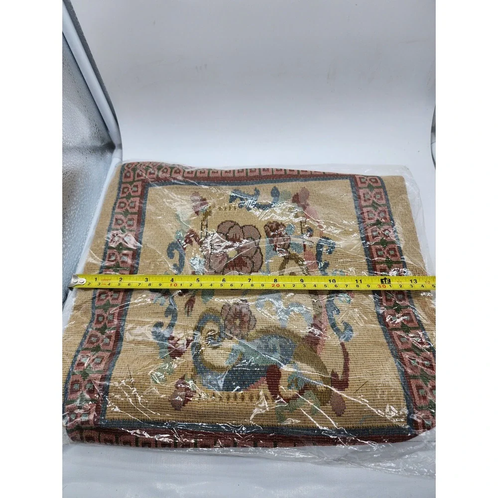 Vintage Floral Tapestry Tote Bag Woven Rose Shoulder Bag Tan Burgundy Teal NEW